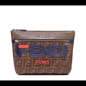Unisex Fendi Mania Coated Canvas Pyramid Pouch NWT